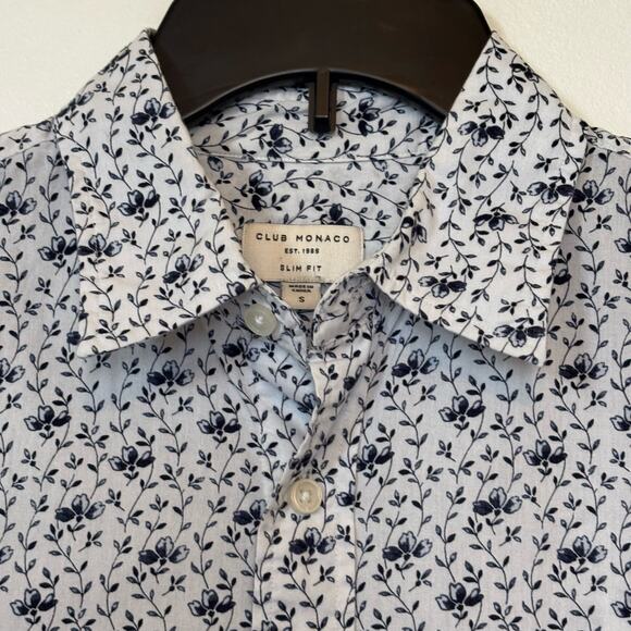 Club Monaco Slim Fit Button Down Floral Long Sleeve Shirt Sz S - Picture 3 of 4